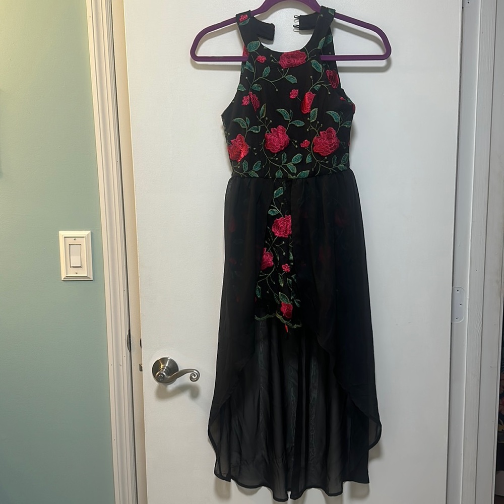 Trixxi Black and Red Floral Kids Dress